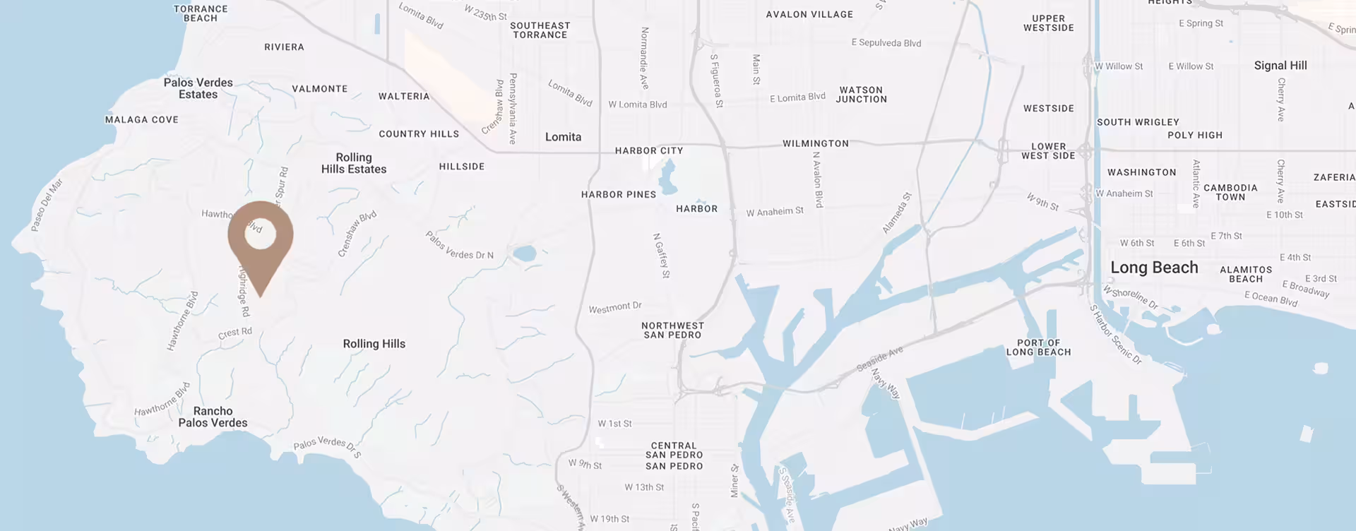Map of Patricia Harvey Therapy Service Areas in South Bay